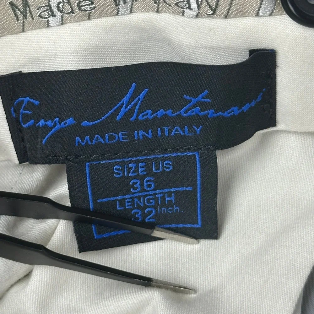 Enzo Mantovani Dress Pants Mens 36x32 Gray Pleated Wool‎ Cashmere Trousers Italy